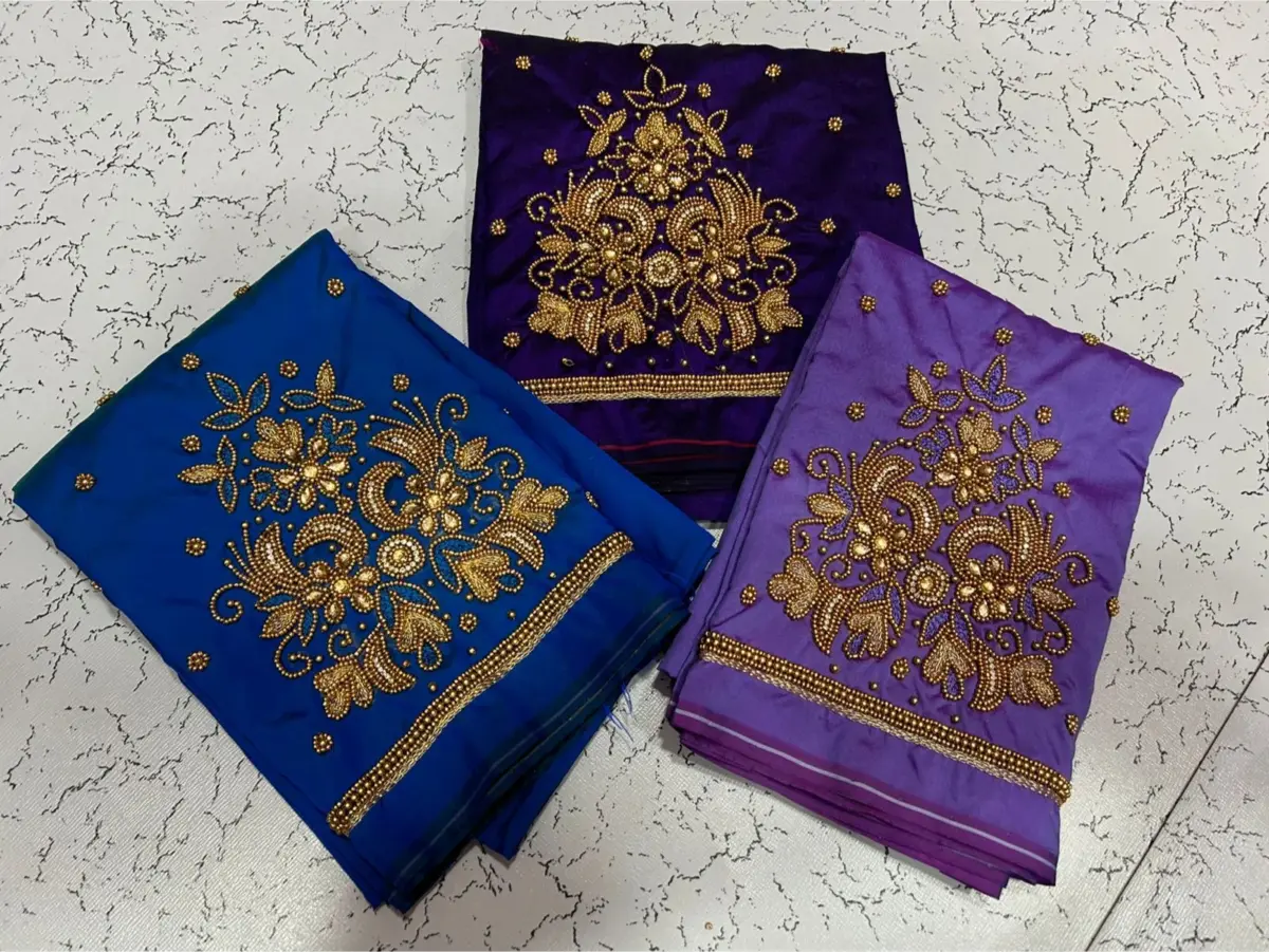 Limited Time Offer – Elegant Buti Beads Aari Work Blouse 3