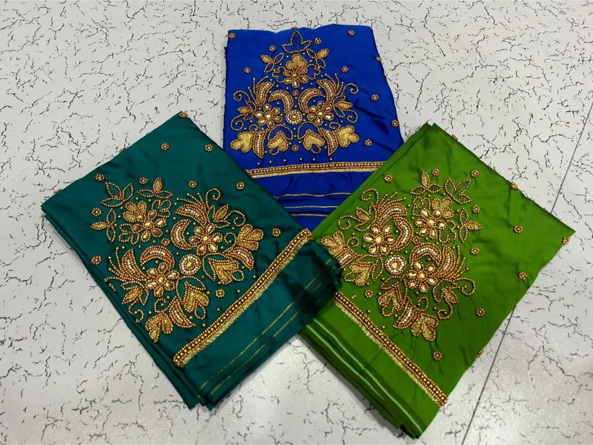 Limited Time Offer – Elegant Buti Beads Aari Work Blouse 4