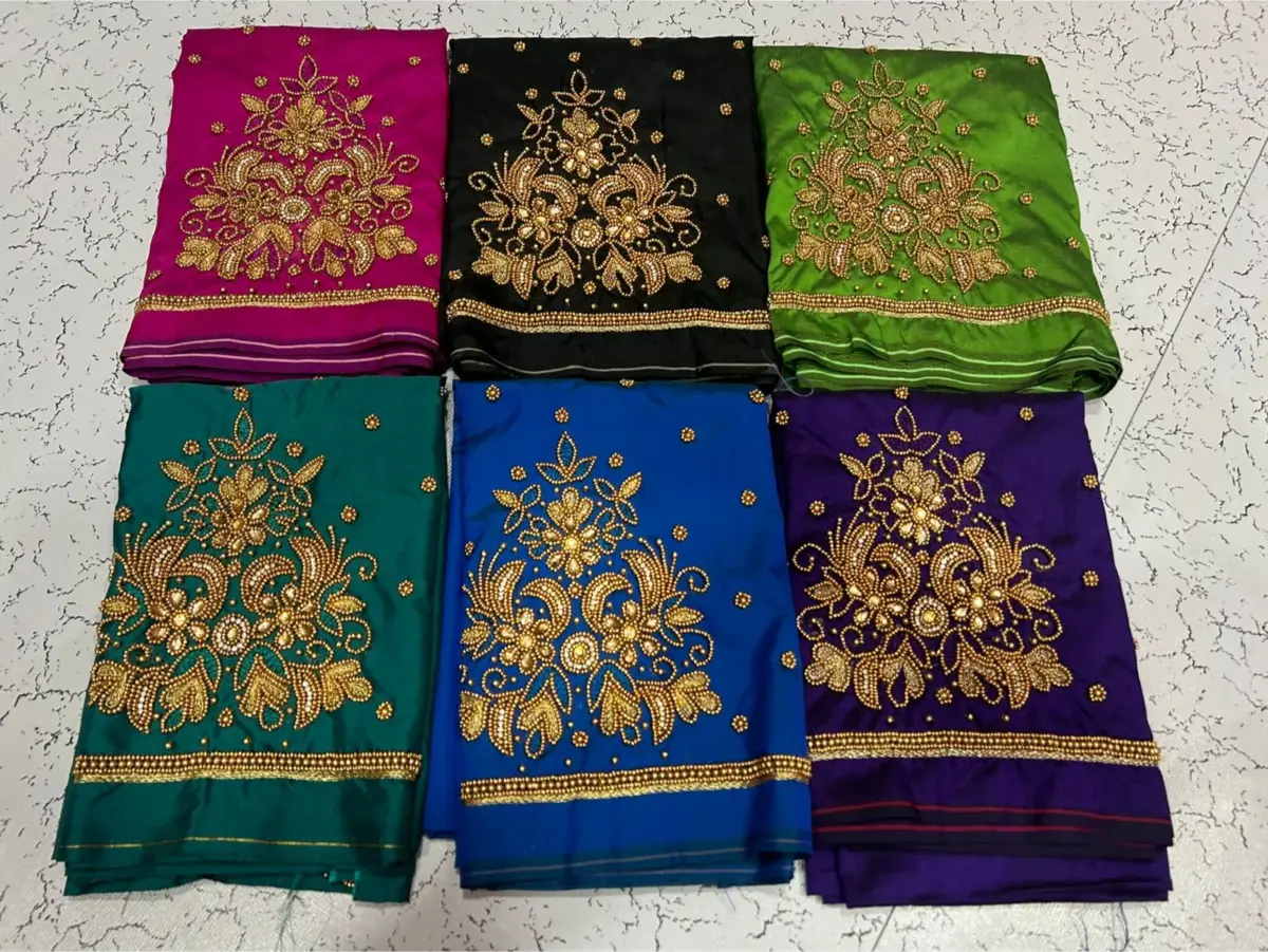 Limited Time Offer – Elegant Buti Beads Aari Work Blouse 5