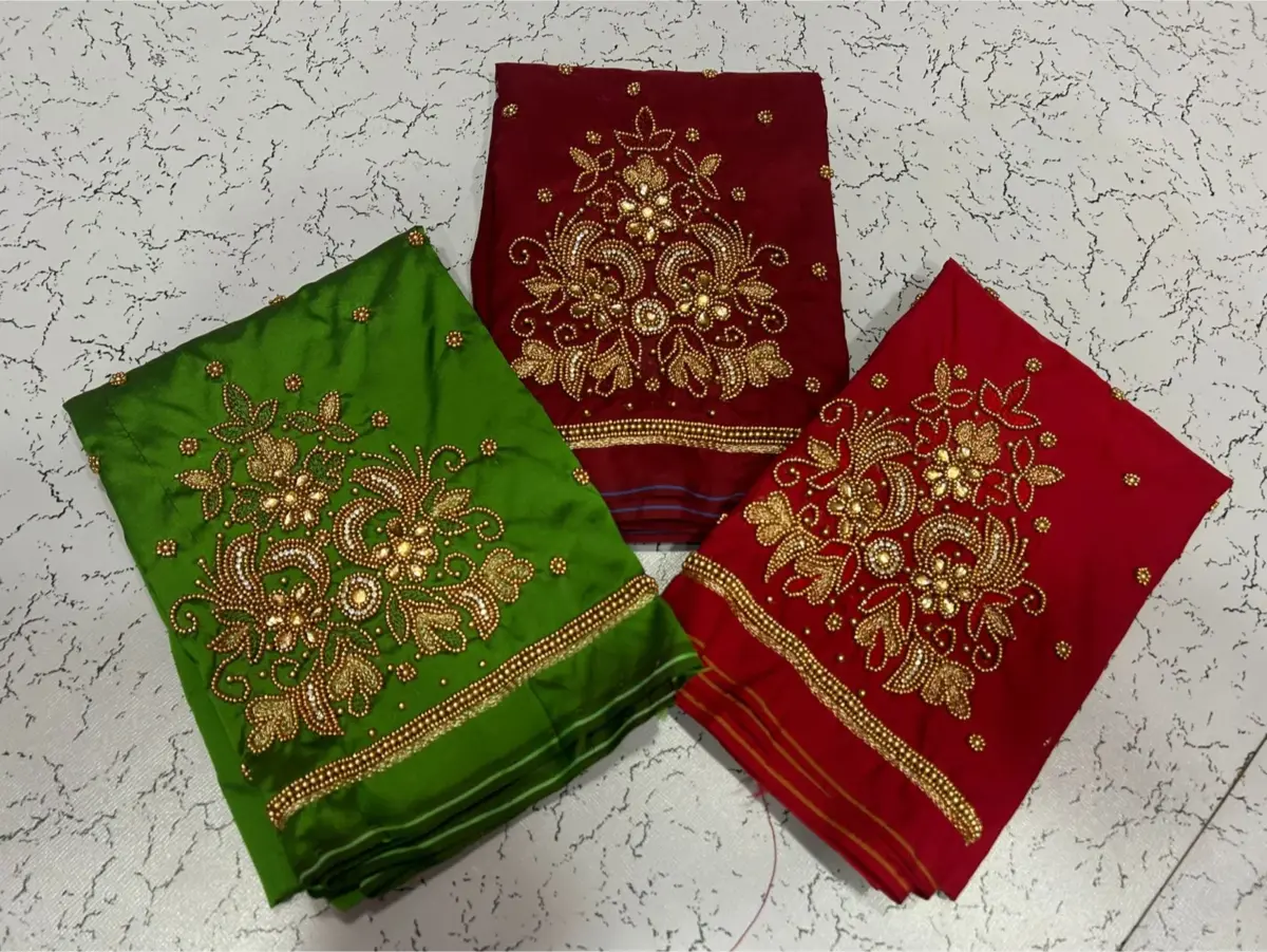 Limited Time Offer – Elegant Buti Beads Aari Work Blouse 8