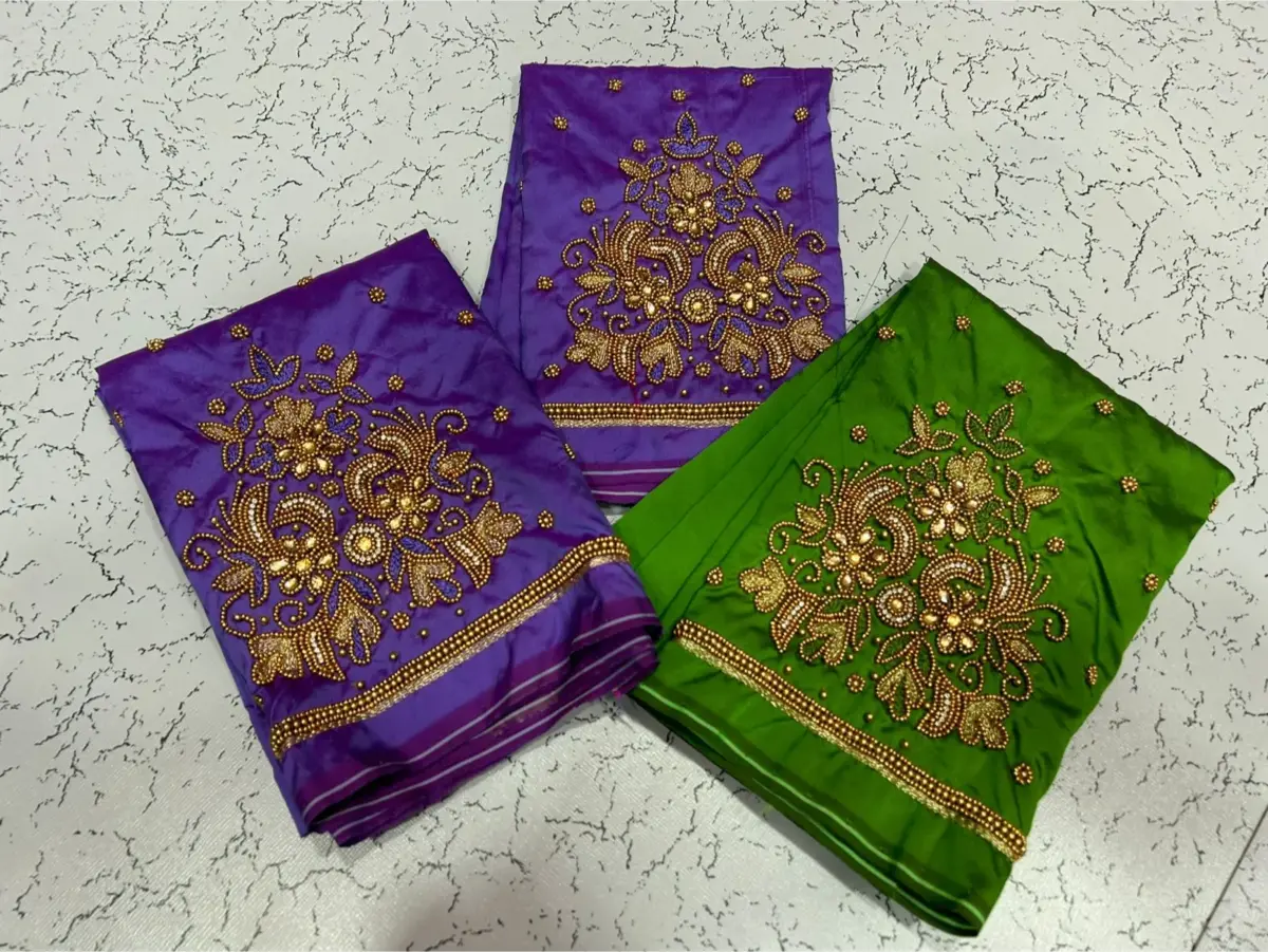 Limited Time Offer – Elegant Buti Beads Aari Work Blouse 9