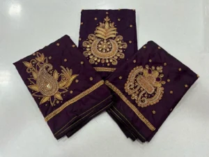 Majestic Dark Maroon Aari Work Blouse 11