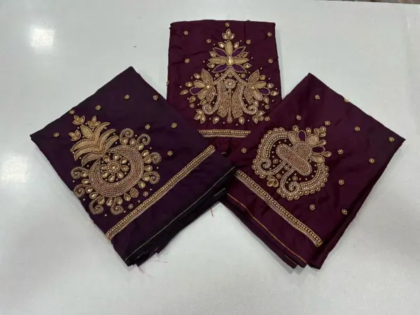 Majestic Dark Maroon Aari Work Blouse – Limited-Time Offer