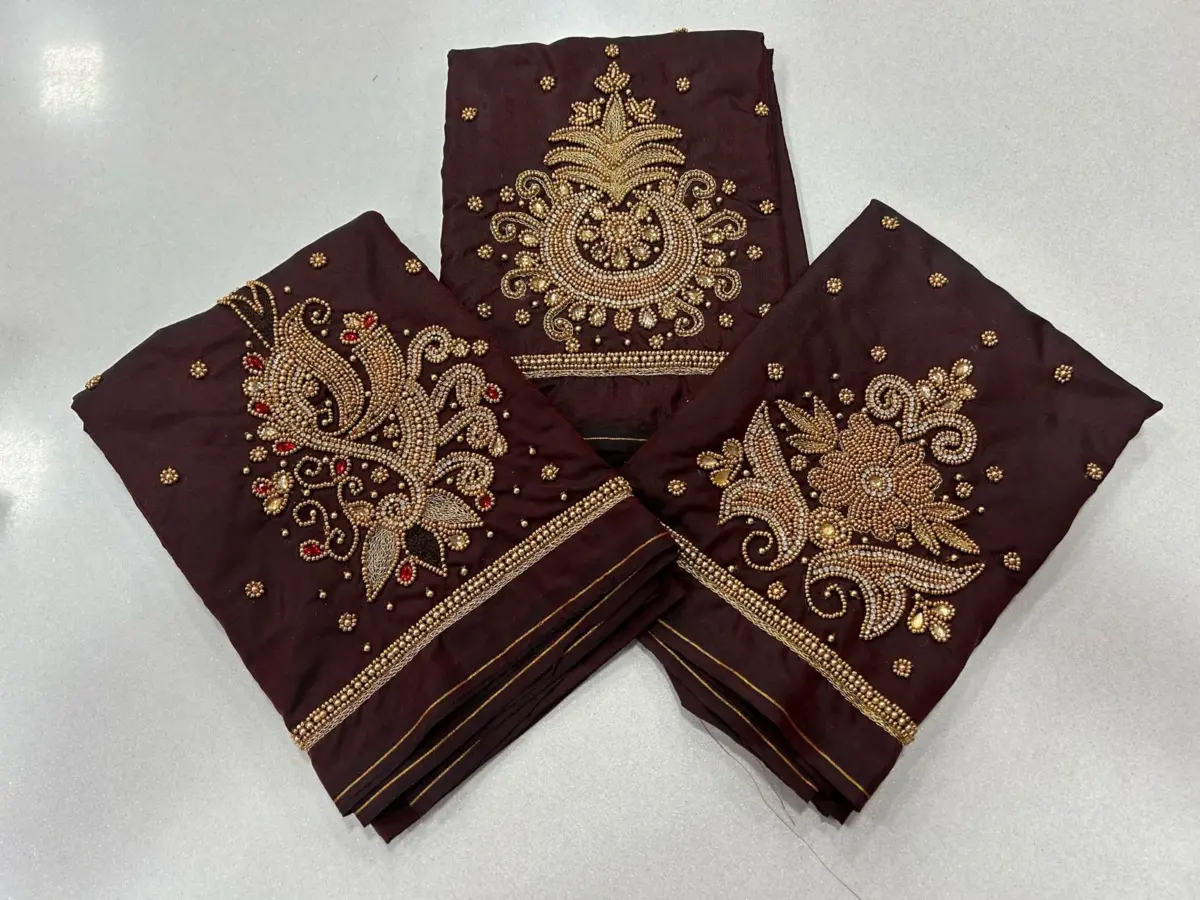 Majestic Dark Maroon Aari Work Blouse – Limited-Time Offer 2