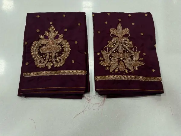 Majestic Dark Maroon Aari Work Blouse – Limited-Time Offer