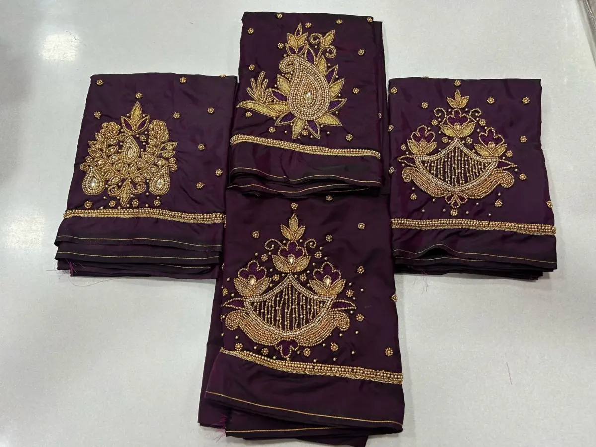 Majestic Dark Maroon Aari Work Blouse – Limited-Time Offer 4
