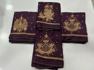 Majestic Dark Maroon Aari Work Blouse 4