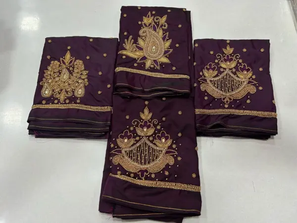 Majestic Dark Maroon Aari Work Blouse – Limited-Time Offer