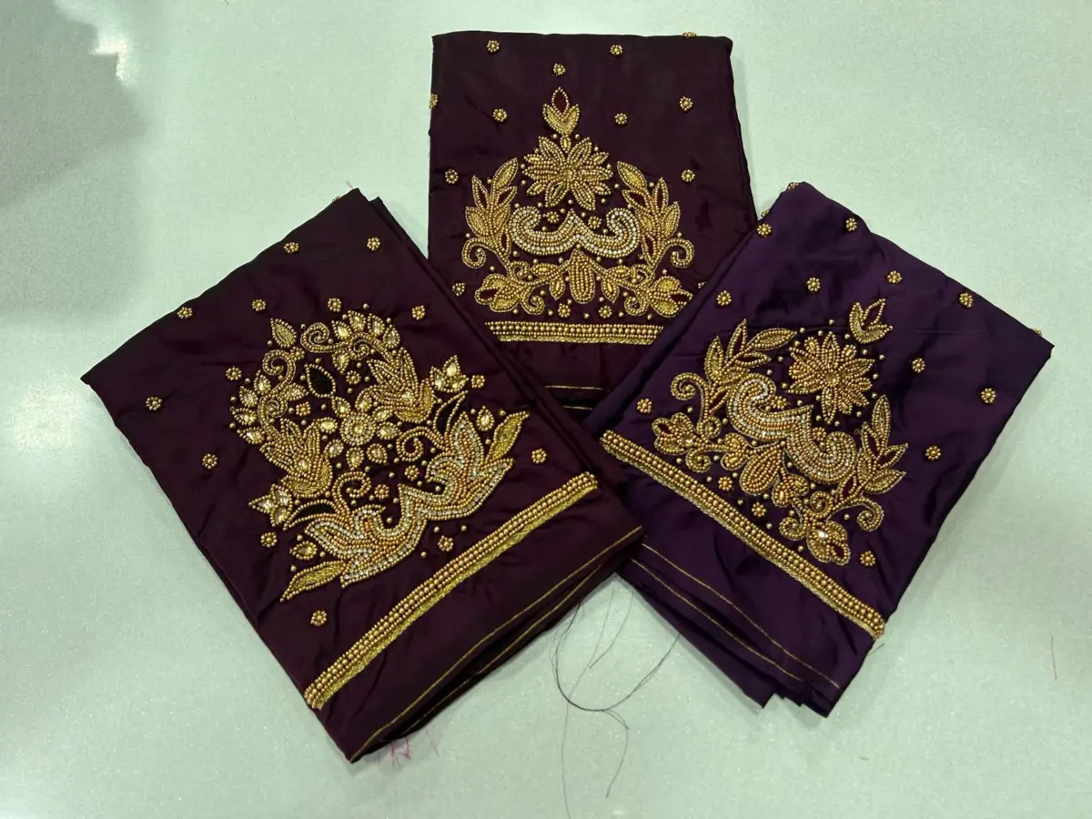 Majestic Dark Maroon Aari Work Blouse – Limited-Time Offer 7