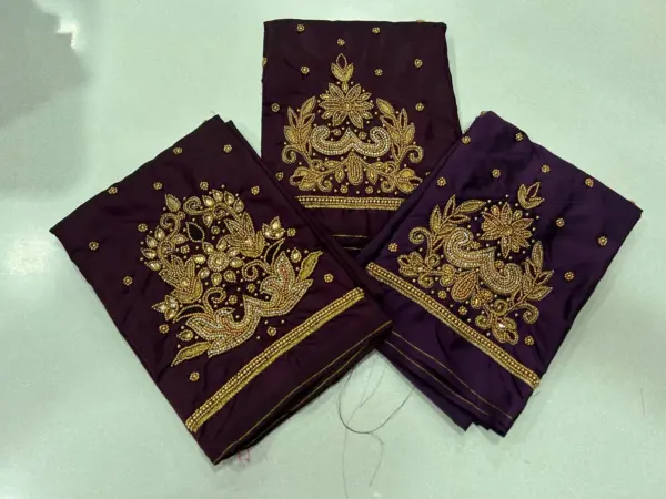 Majestic Dark Maroon Aari Work Blouse – Limited-Time Offer