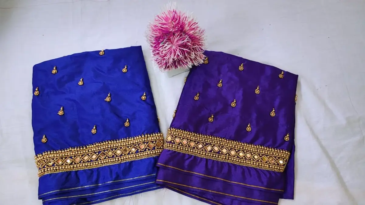 Royal Yellow-Gold Kundan Maggam Work Blouse – Exclusive Offer! 4