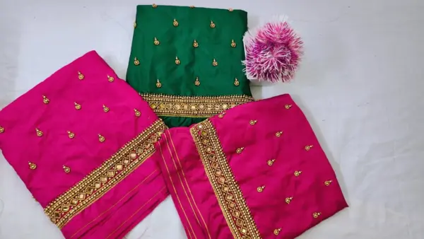 Royal Yellow-Gold Kundan Maggam Work Blouse – Exclusive Offer!