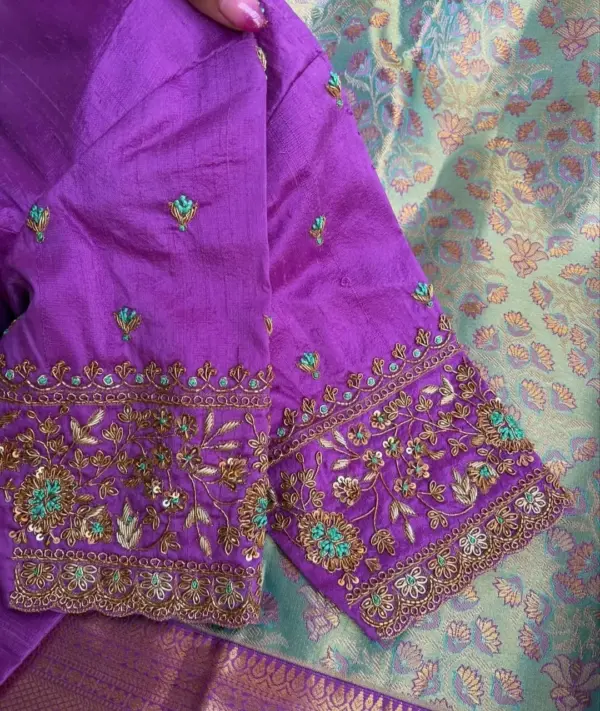 Statement Look – Lavender Raw Silk Zardosi Bridal Blouse