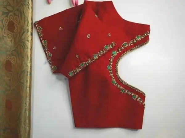 Stunning Red Minimal Aari Work Blouse – Glamorous Partywear Statement Piece!