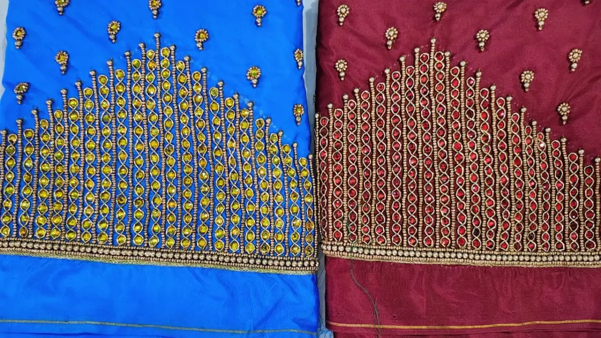 Timeless Minimal Zardosi Kundan Blouse – Designer Touch, Exclusive Offer! 3