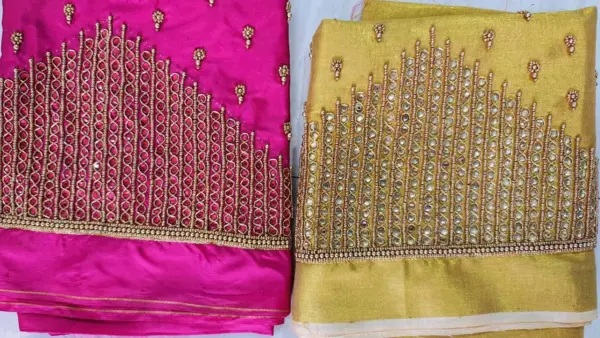 Timeless Minimal Zardosi Kundan Blouse – Designer Touch, Exclusive Offer!