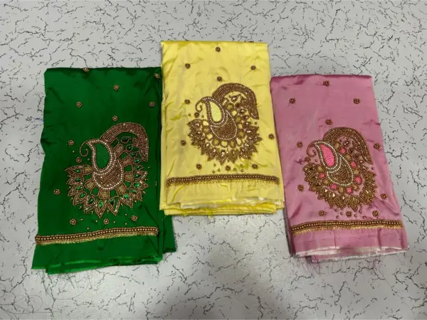 Baby Pink Buti Maggam Work Blouse – Elegant Half Pattu Design