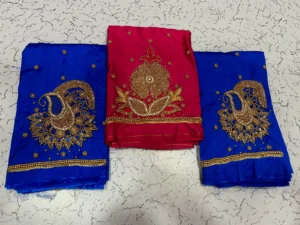Baby Pink Buti Maggam Work Blouse – Elegant Half Pattu Design 8