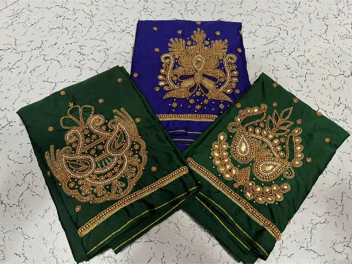 Bottle Green Buti Maggam Blouse Offer – Customizable 2