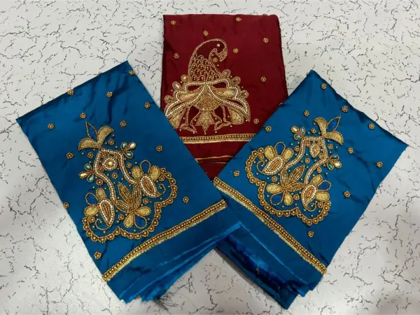 Bottle Green Buti Maggam Blouse Offer – Customizable