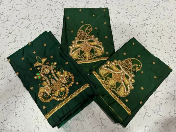 Bottle Green Buti Maggam Blouse Offer – Customizable