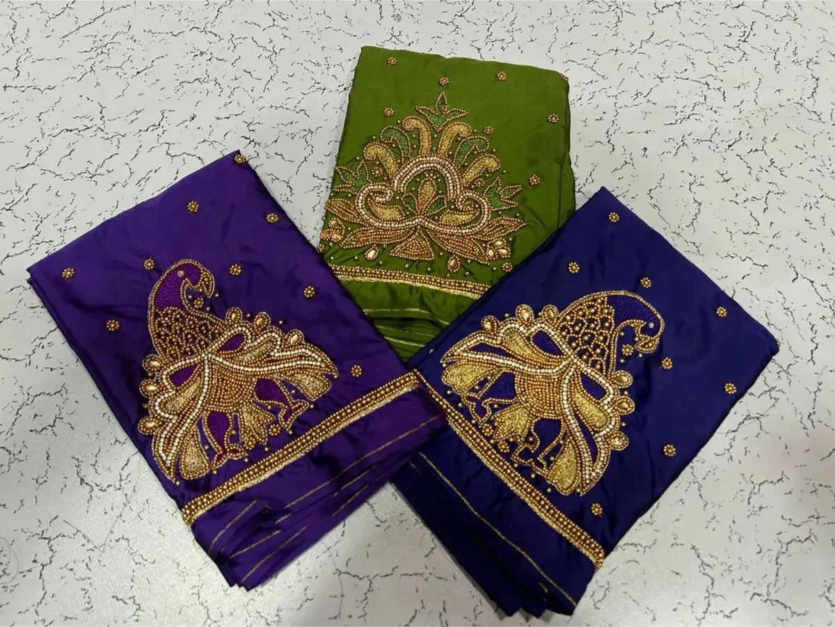 Bottle Green Buti Maggam Blouse Offer – Customizable 7