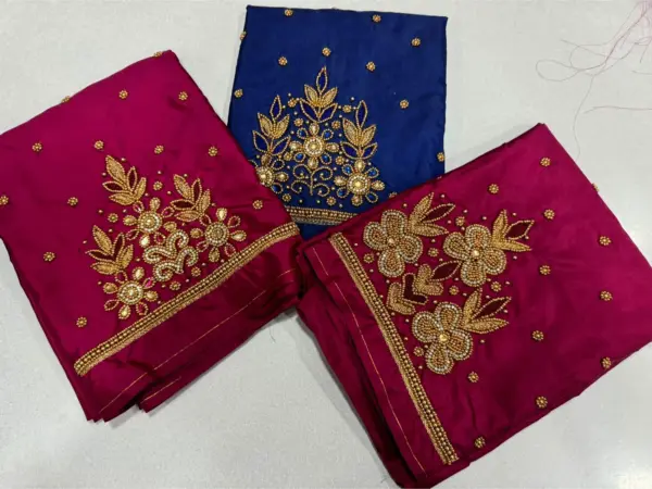 Budget-Friendly Beauty: Pink Beads Aari Work Blouse Now on Offer!