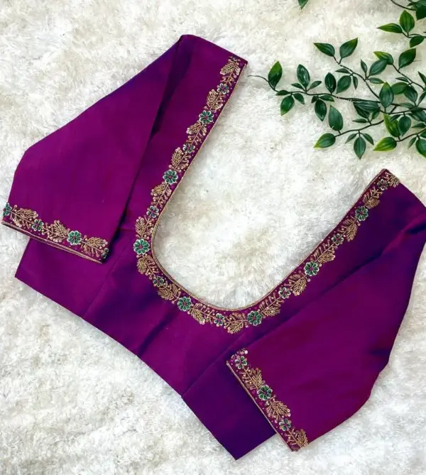 Chic & Understated – Purple Aari Blouse for Timeless Appeal