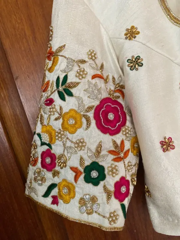 Elegant Half White Thread Work Blouse – Perfect Multipurpose Wear