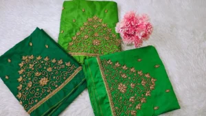 Elegant Tissue Buti Aariwork Blouse – Handcrafted Design at Price | Customizable Ethnic Wear 9