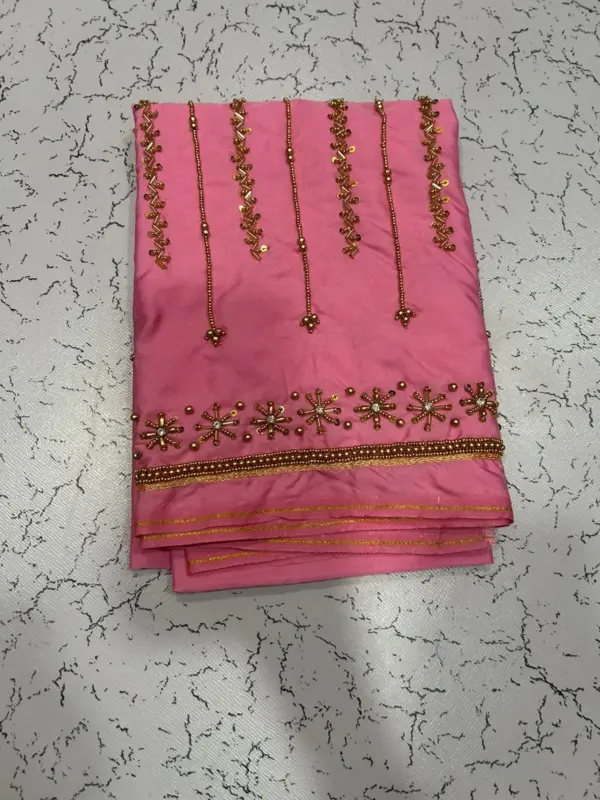 Grab the Deal! Designer Bottle Green Aari Work Blouse with Lined Detailing