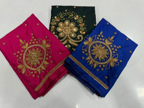 Grace in Every Thread: Designer Green Aari Buti Beads Work Blouse