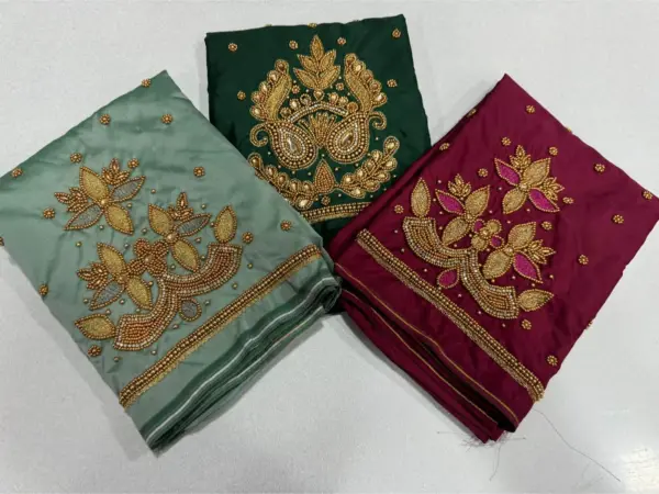 Grace in Every Thread: Designer Green Aari Buti Beads Work Blouse