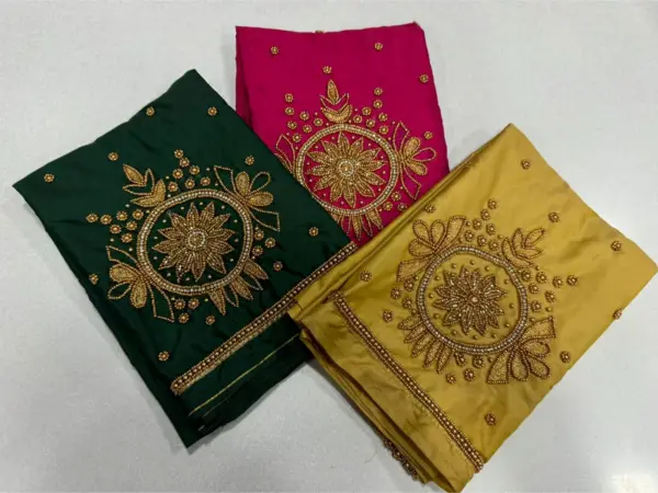 Grace in Every Thread: Designer Green Aari Buti Beads Work Blouse