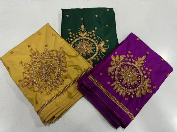 Grace in Every Thread: Designer Green Aari Buti Beads Work Blouse