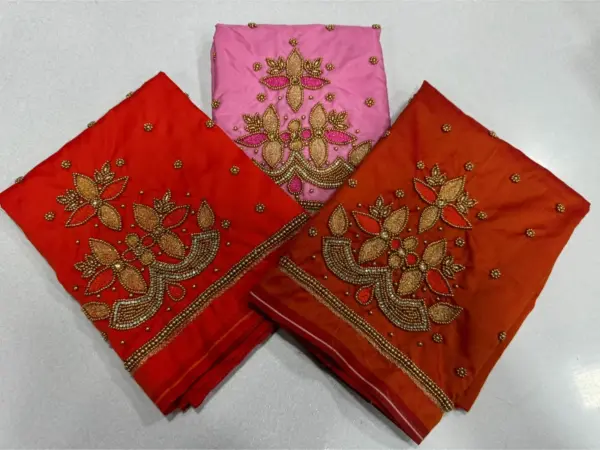 Grace in Every Thread: Designer Green Aari Buti Beads Work Blouse