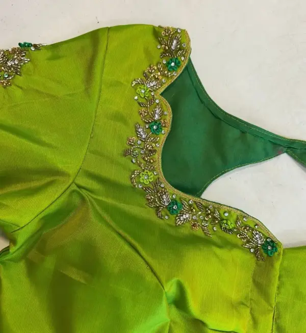 Graceful Pista Green Wedding Blouse – Designer Maggam Work Elegance