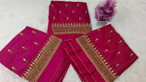 Majestic Purple Kundan Border Aari Work Blouse – Limited Time Offer!
