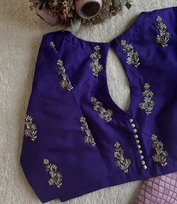 Navy Blue Designer Aari Work Blouse – Stunning Handcrafted Elegance for Weddings & Parties