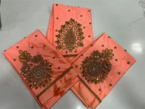 Peach Mango Delight: Beads Work Blouse at an 5