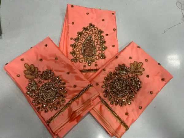 Peach Mango Delight: Beads Work Blouse at an Irresistible Offer!