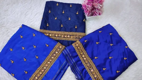 Timeless Charm: Beads Buti Aari Work Blouse with Sleek Border Detailing