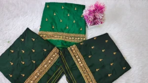 Timeless Charm: Beads Buti Aari Work Blouse with Sleek Border Detailing 7
