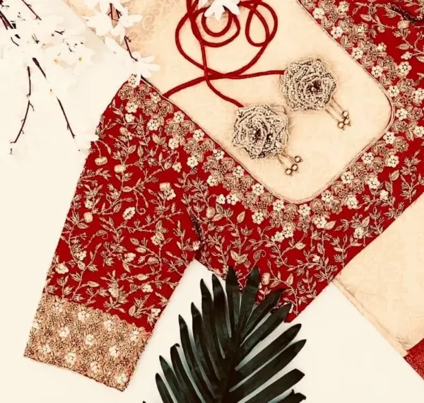 Timeless Red Bridal Blouse – Designer Handcrafted Perfection for Wedding Looks