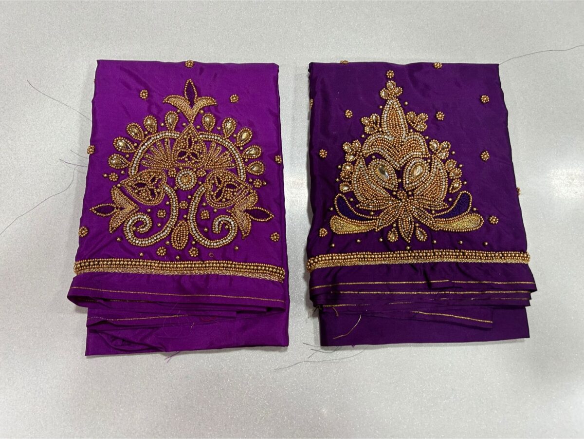 Elegant Purple Aari Work Blouse on Festive Offer  Designer Ethnic Wear for Weddings & Parties 3