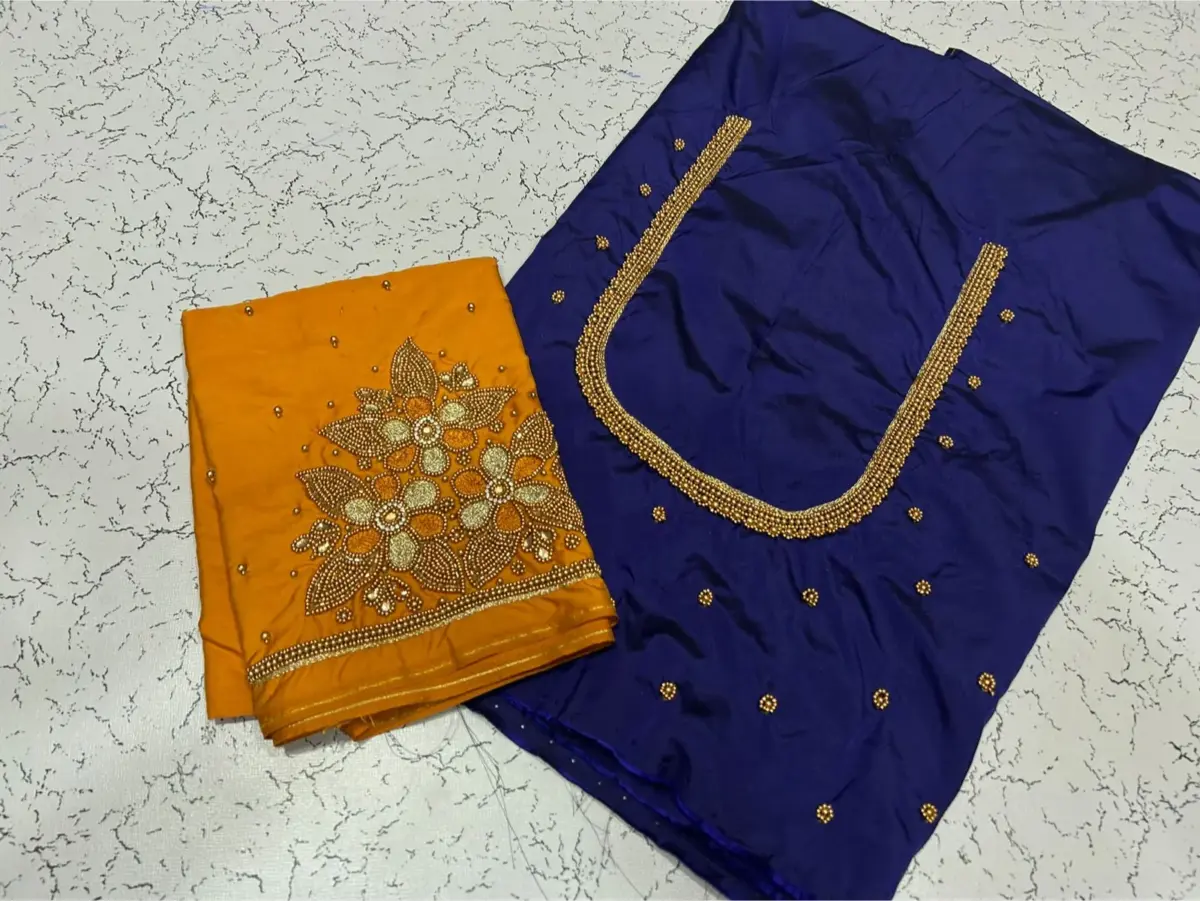 Blooming Elegance Floral Beads Maggam Work Blouse for Luxe Occasions 1
