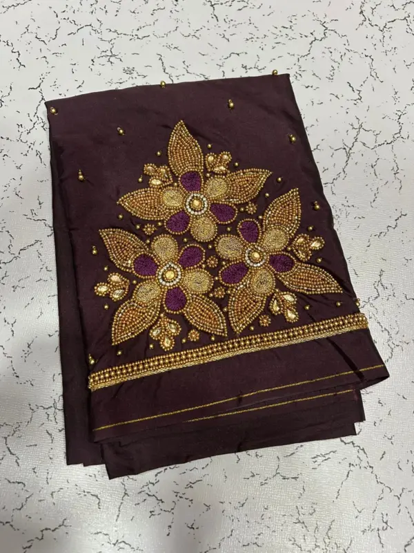 Blooming Elegance Floral Beads Maggam Work Blouse for Luxe Occasions