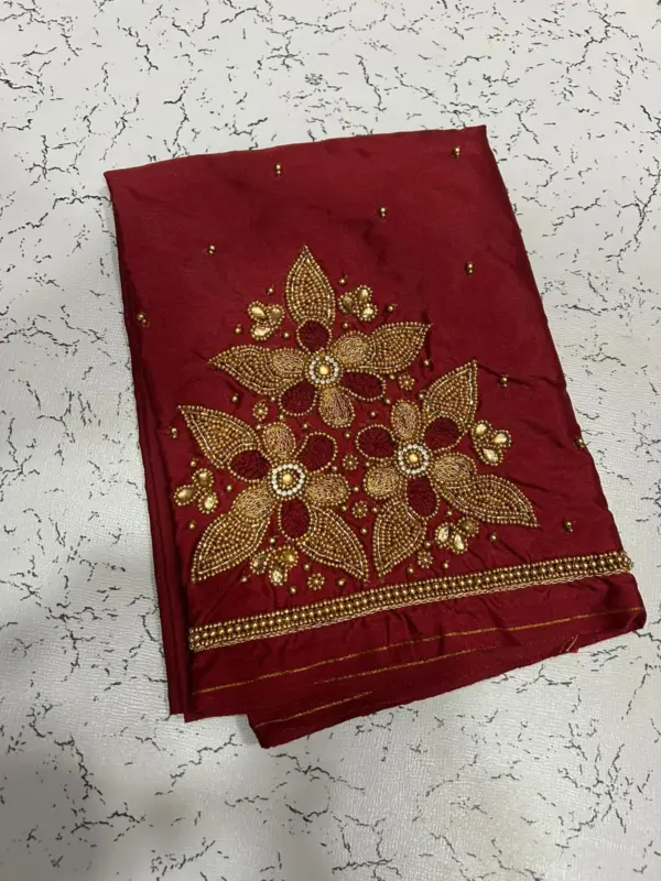 Blooming Elegance Floral Beads Maggam Work Blouse for Luxe Occasions