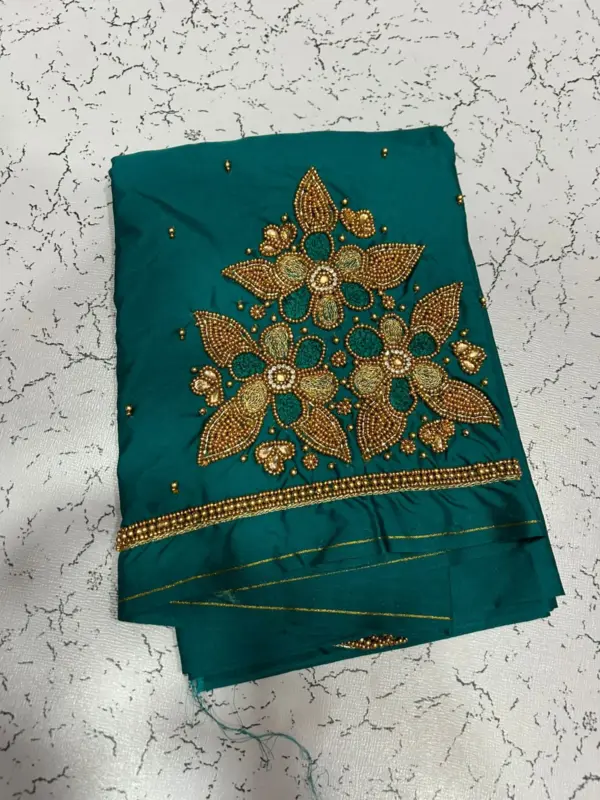 Blooming Elegance Floral Beads Maggam Work Blouse for Luxe Occasions