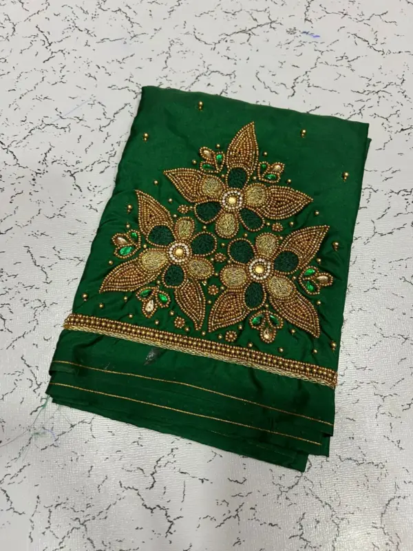 Blooming Elegance Floral Beads Maggam Work Blouse for Luxe Occasions